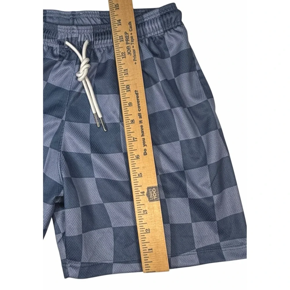 Drip Shop Athletic Young Boys Mesh Blue Checkerboard Shorts Made USA Size XL
